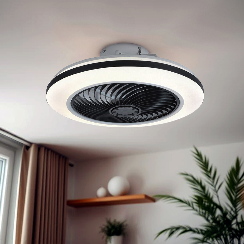 Moderne plafondventilator zwart, Hale, 40W, 3000K LED, met afstandsbediening