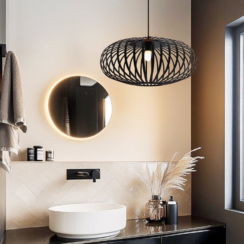 Industriële badkamer hanglamp zwart, Lieve, IP44