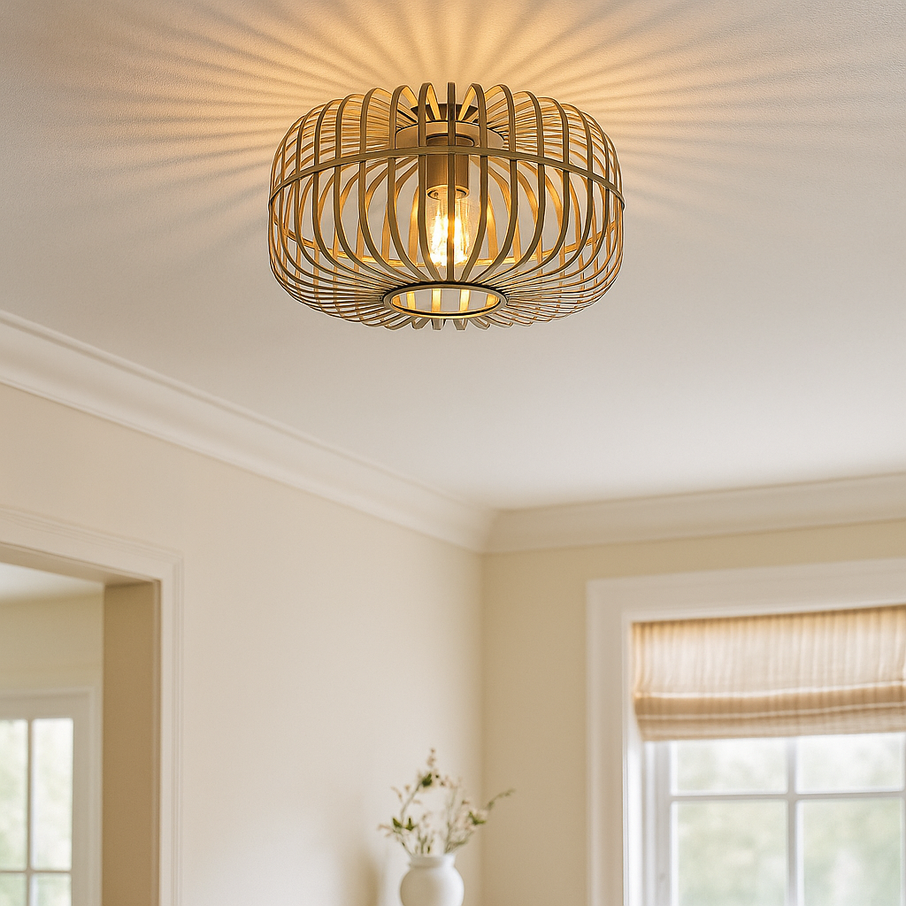 Industriële plafondlamp goud, Tobi