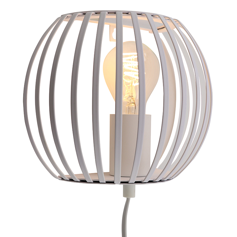 Industriële wandlamp wit, Lieve, met schakelaar