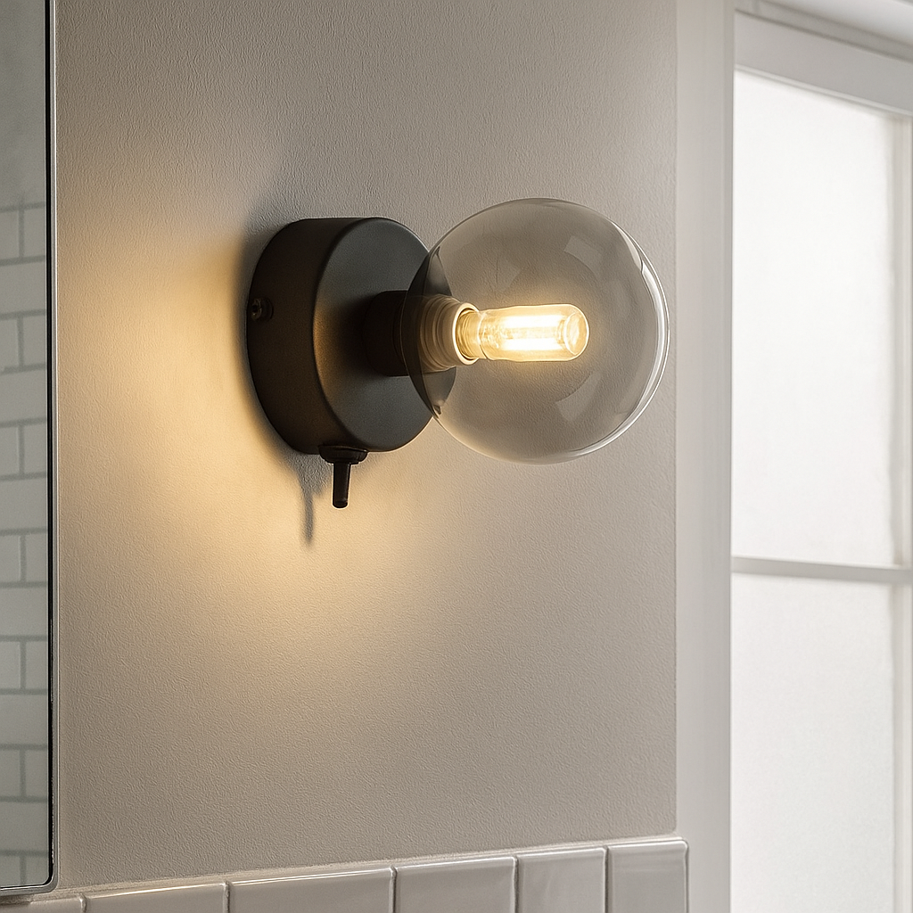 Moderne badkamer wandlamp zwart, Amer, IP44