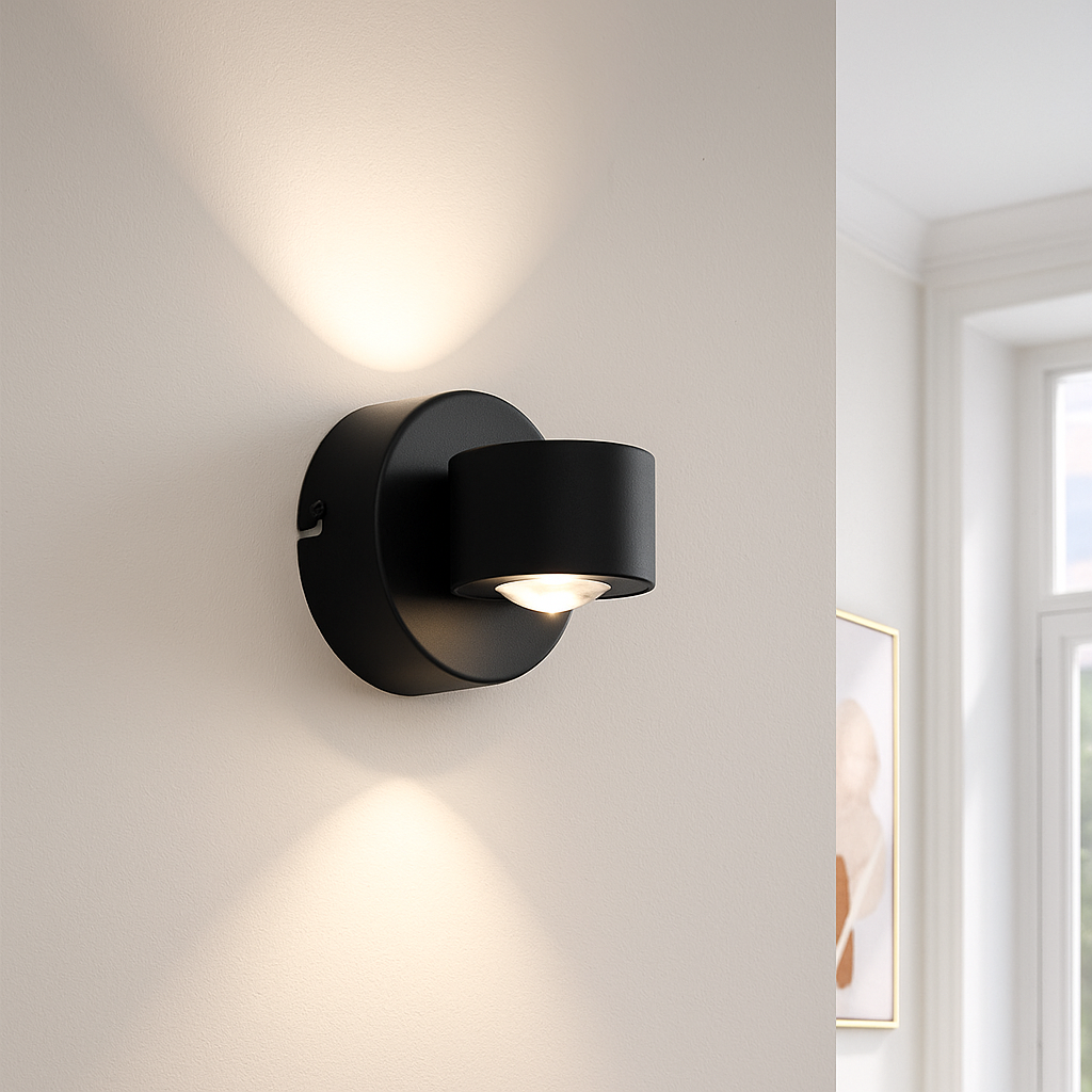 Moderne up down wandlamp zwart, Izzet, 6W, 3000K LED