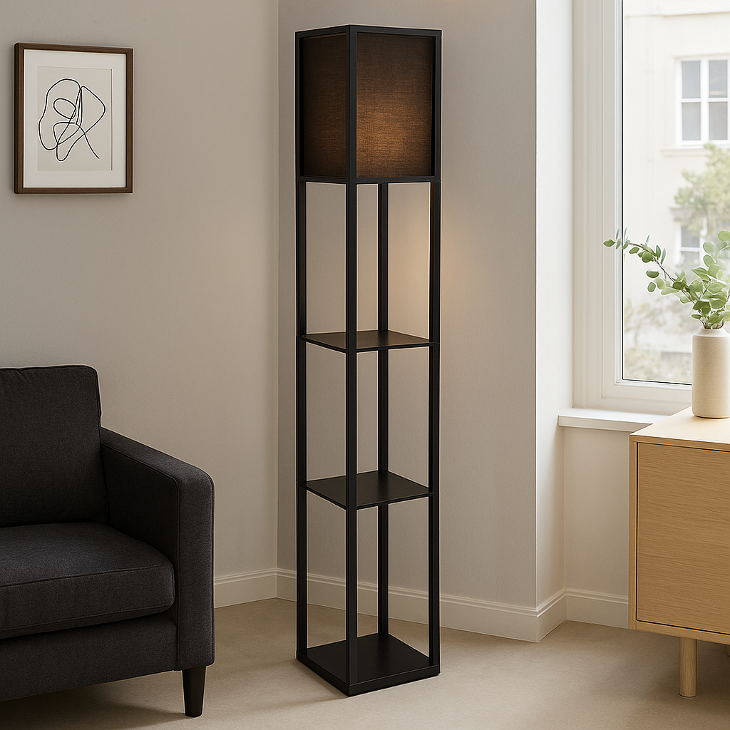 Moderne vloerlamp zwart, Izabel, met schakelaar