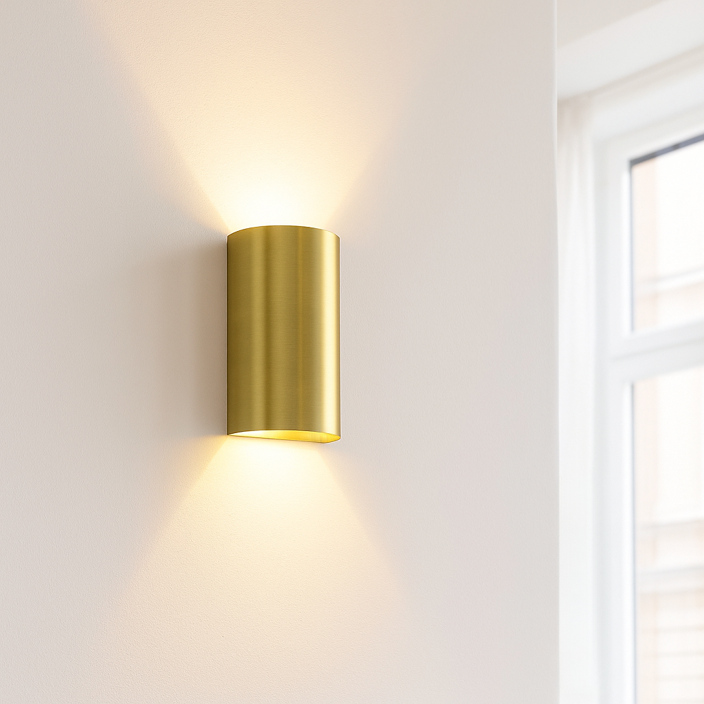 Moderne wandlamp messing, Perry