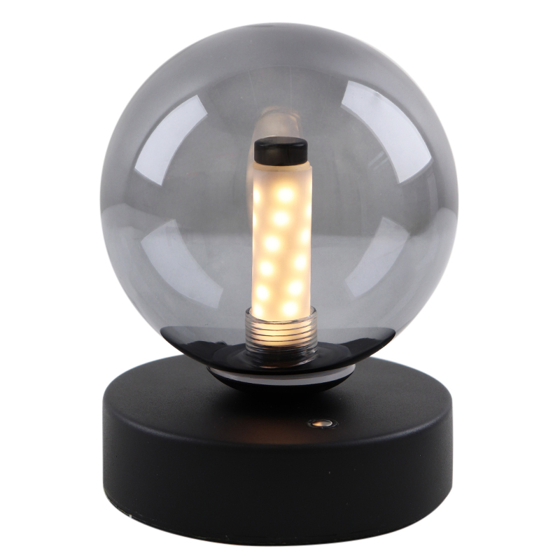 Moderne oplaadbare tafellamp zwart, Theo, 2W, 3000K LED, IP44, 3-staps dimbaar