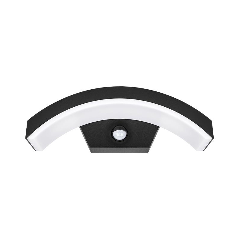 Moderne buiten wandlamp met bewegingssensor zwart, Sadik, 9W, 4000K LED, IP54