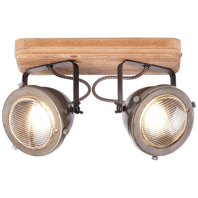 Moderne plafondlamp Elena, Burned Steel, Hout