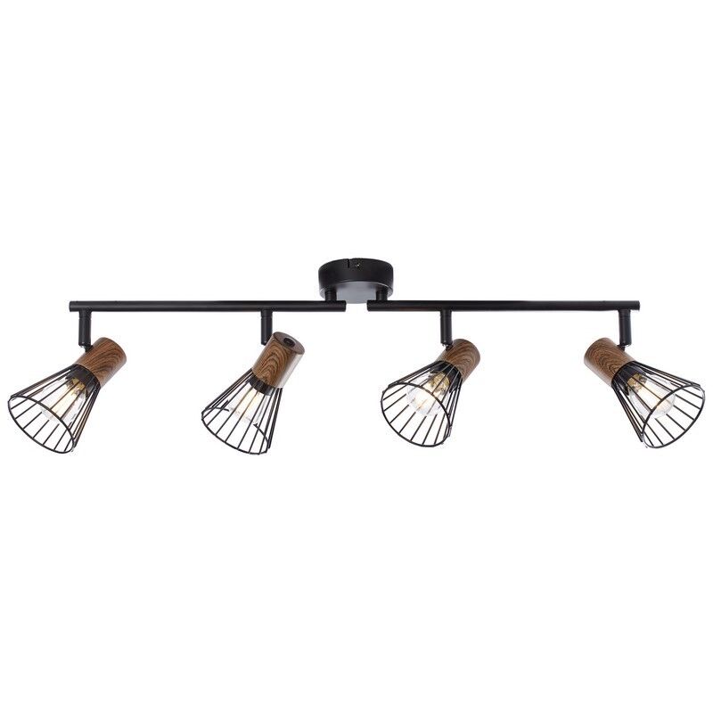 Moderne plafondlamp Floor, Donkerkleurig Hout, Mat Zwart