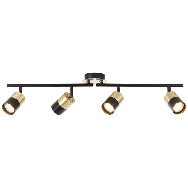 Moderne plafondlamp Cato, Geborsteld Messing, zwart