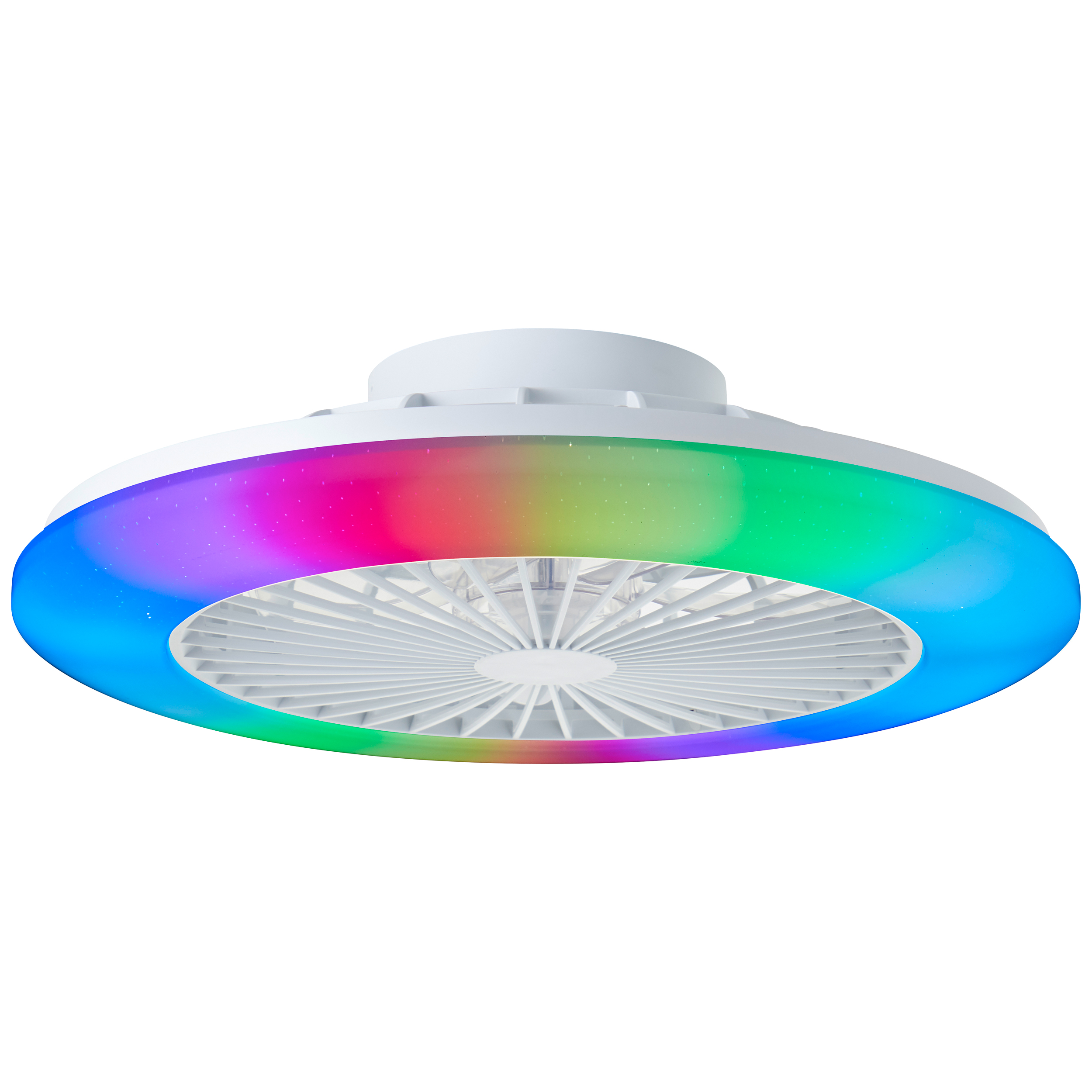 Moderne plafondventilator wit, Sofieke, 40W, RGBW LED, met afstandsbediening