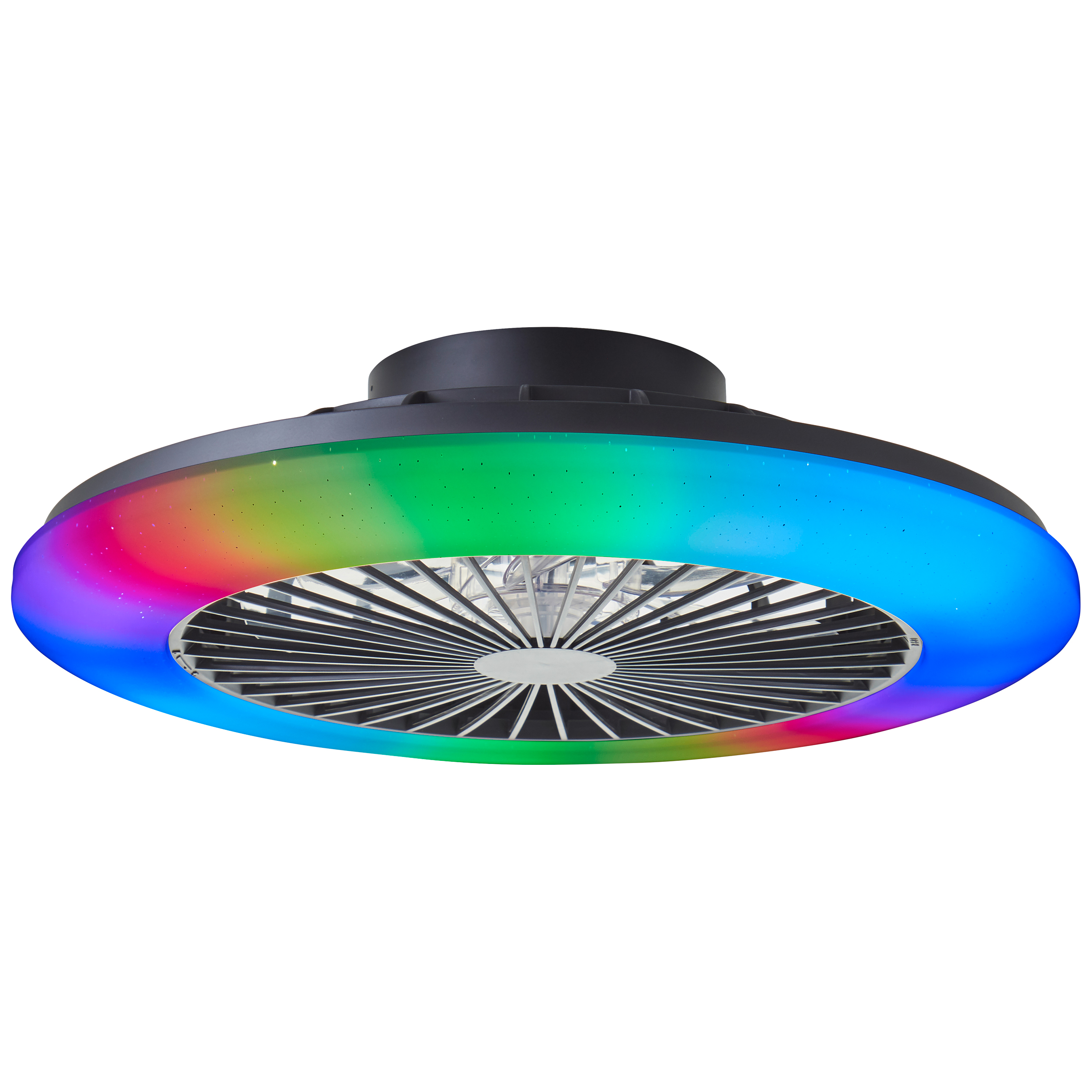 Moderne plafondventilator zwart, Sofieke, 40W, RGBW LED, met afstandsbediening