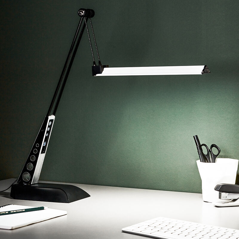 Zwarte, Chroom bureaulamp Leyana