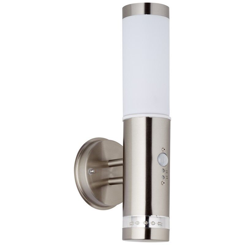 Kunststof buiten wandlamp met bewegingssensor chroom, Sage, 4W, 3000K LED, IP44