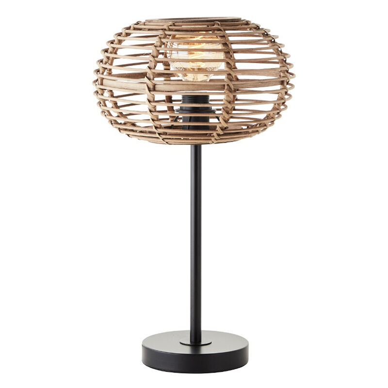 Rotan tafellamp bruin, Sevim, met schakelaar