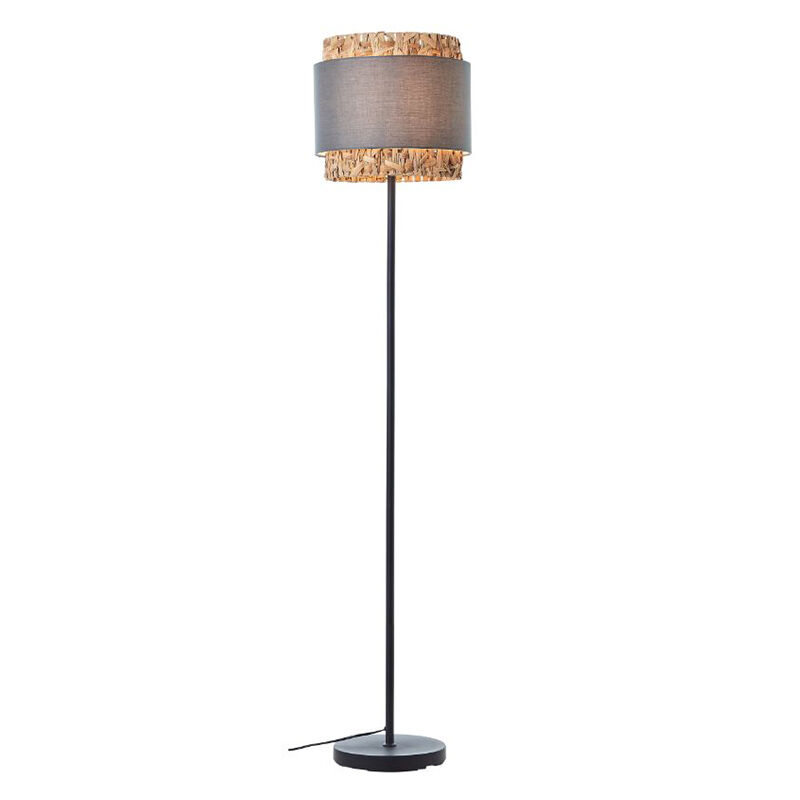 Landelijke vloerlamp grijs, Vibeke, met schakelaar