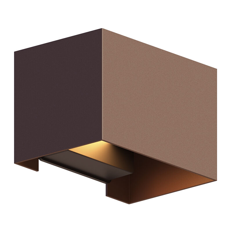 Roestkleurige up down wandlamp aluminium, Dion, 7W, 3000K LED, IP54