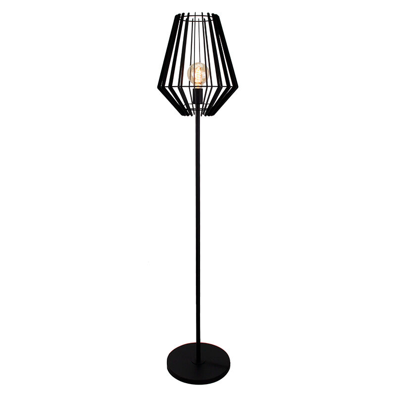Industriële vloerlamp zwart, Annabel, met schakelaar