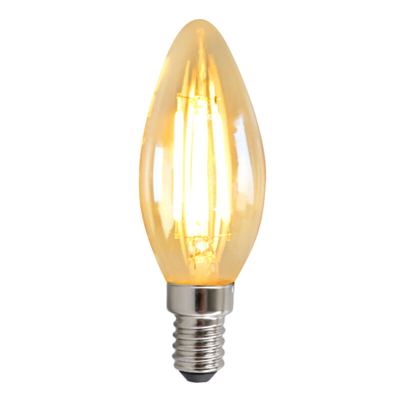 Dimbare Olucia E14 LED kaars, 3W, Amber glas, 2200k