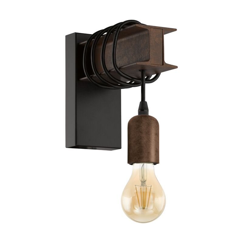 Zwarte landelijke wandlamp, Anton, staal