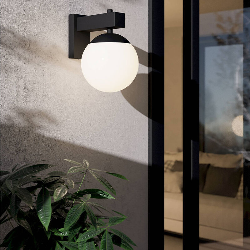 Zwarte moderne buitenlamp glas, Boris, IP44