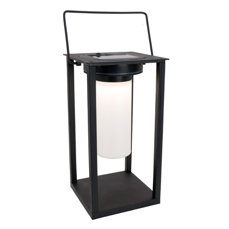 Zwarte solar buiten tafellamp, Hillebrand, 3,3W, 4000K LED, IP54, met schakelaar