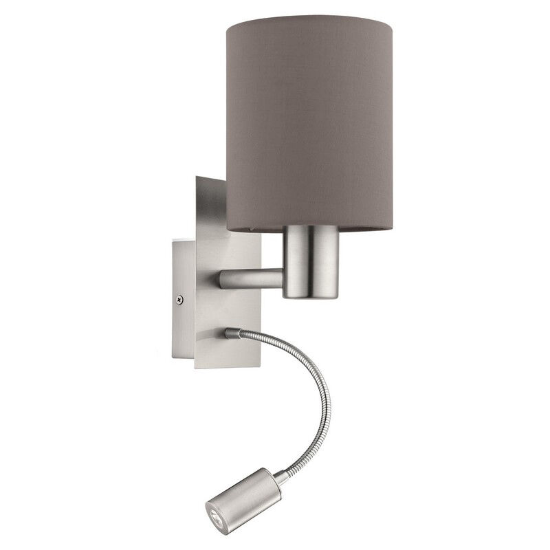 Antraciete moderne wandlamp stof, Abano, met schakelaar