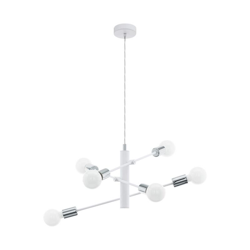 Witte hanglamp staal, Pauline