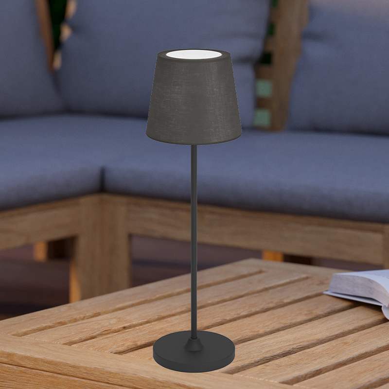 Zwarte moderne tafellamp stof, Latif, 2W, LED verstelbare lichtkleur, met touchdimmer