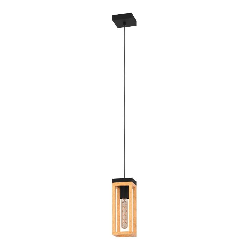 Houten hanglamp bruin, Jasmina, met schakelaar