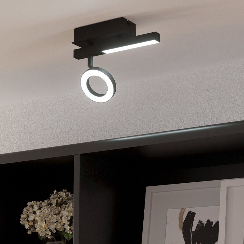 Zwarte moderne plafondspot aluminium, Madelinde, 3,2W, 3000K LED