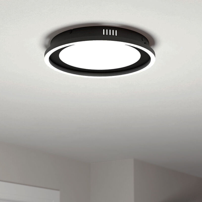 Zwarte moderne plafondlamp aluminium, Thijn, 11,5W, warm tot koud wit verstelbare LED, 3-staps dimbaar