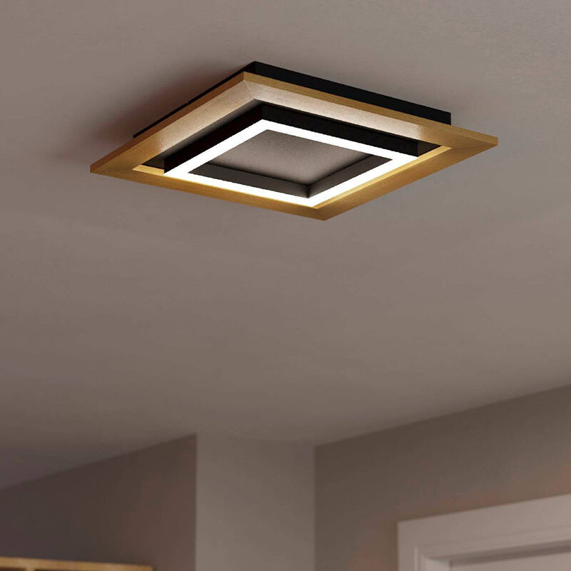 Houten design plafonnière aluminium, Kyllian, 5,4W, warm tot koud wit verstelbare LED, 3-staps dimbaar
