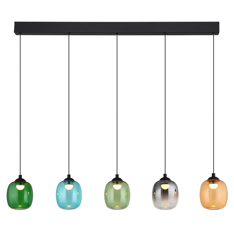 Veelkleurige design hanglamp glas, Karsten, 27W, 3000K LED, 3-staps dimbaar
