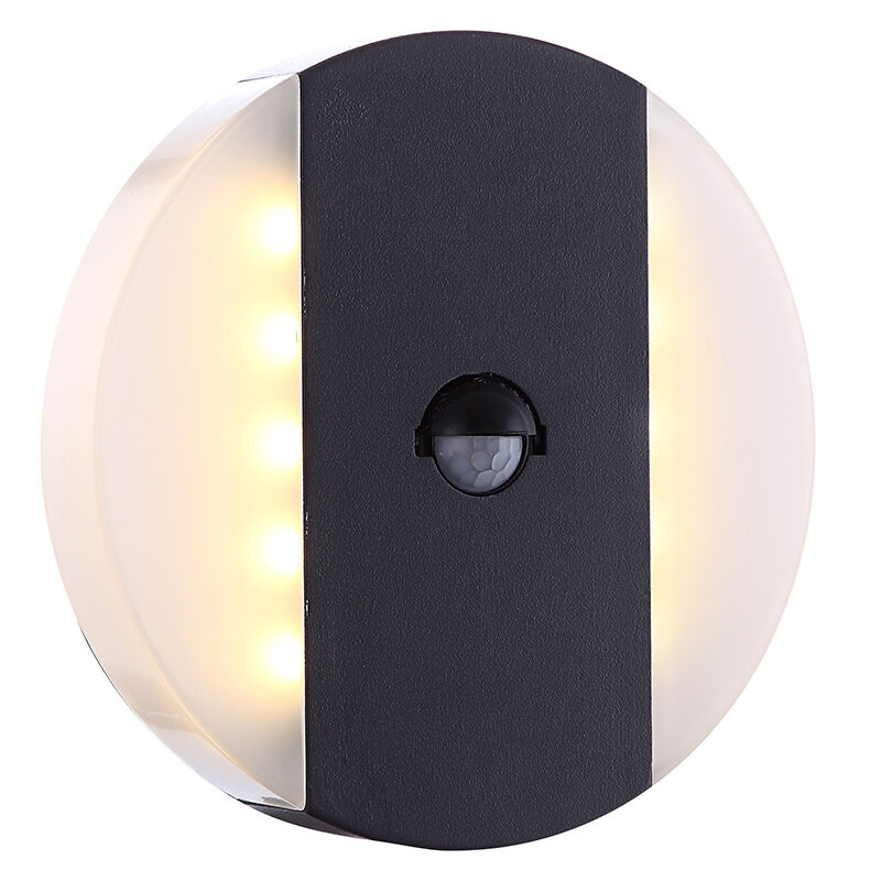 Moderne buiten wandlamp met bewegingssensor Asten, grijs, metaal, 3000K LED