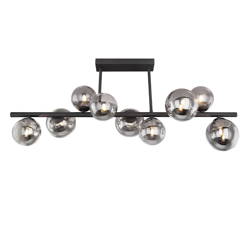Design plafondlamp Melinda, zwart, rookglas