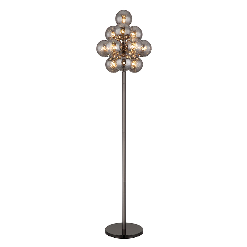 Retro vloerlamp rookglas, Ozan, met schakelaar