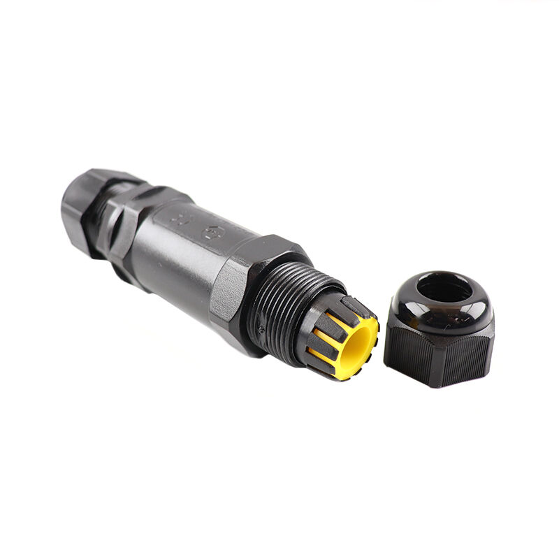 Zwarte Waterdichte kabelkoppeling IP68, max 3 x 1,5mm