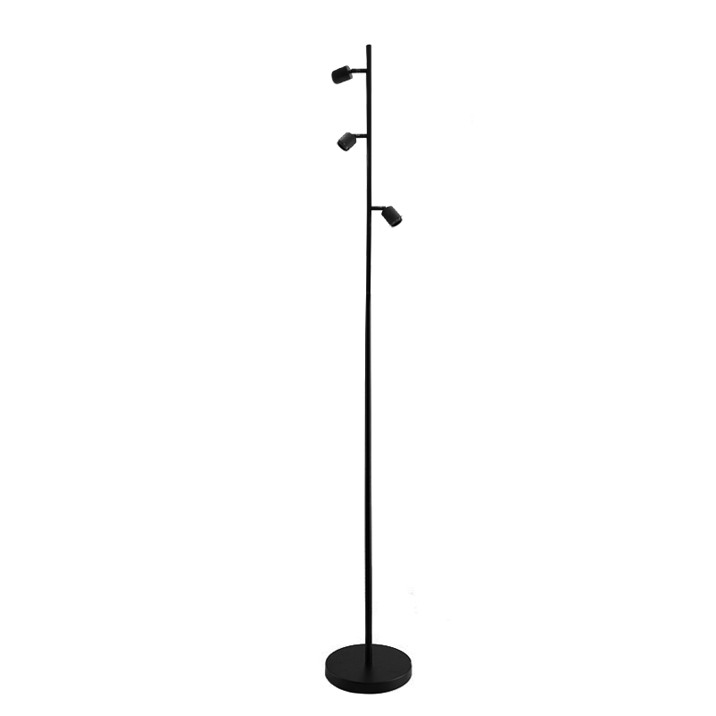 Aluminium vloerlamp zonder kap zwart, Rika, met schakelaar