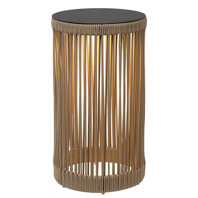 Taupe oplaadbare vloerlamp modern, Pingi, 3W, 3000K LED, IP44, 3-staps dimbaar
