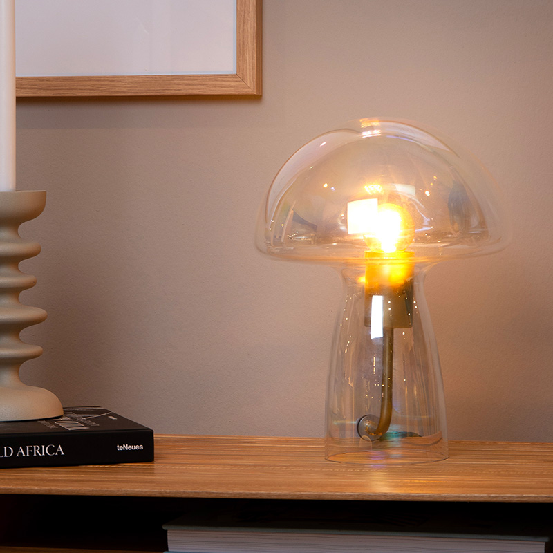 Transparante tafellamp modern, Fungo, met schakelaar