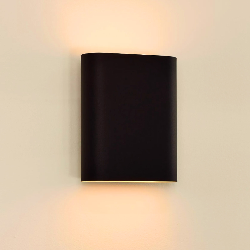 Zwarte up down wandlamp modern, Ovalis