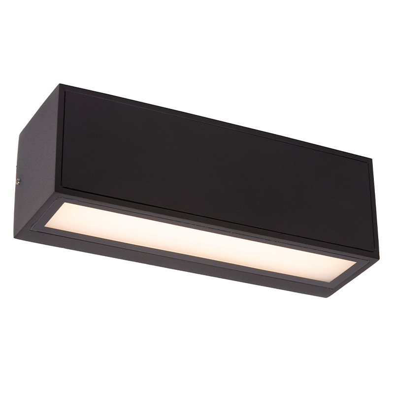 Zwarte buiten wandlamp met schemersensor modern, Sutton, 2W, 3000K LED, IP54