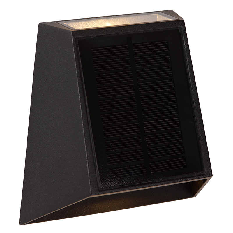 Zwarte buiten wandlamp op zonne-energie modern, Luton, 1W, 2700K LED, IP54