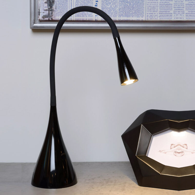 Zwarte bureaulamp modern, Zozy, 3W, 3000K LED, met touchdimmer