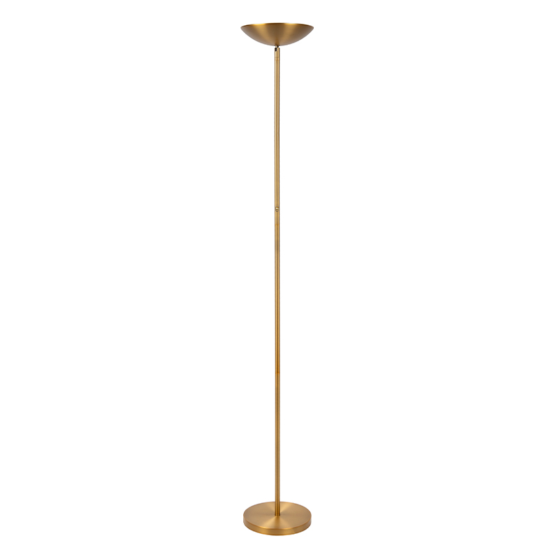Messing staande leeslamp modern, Zenith, 20W, 3000K LED, met touchdimmer