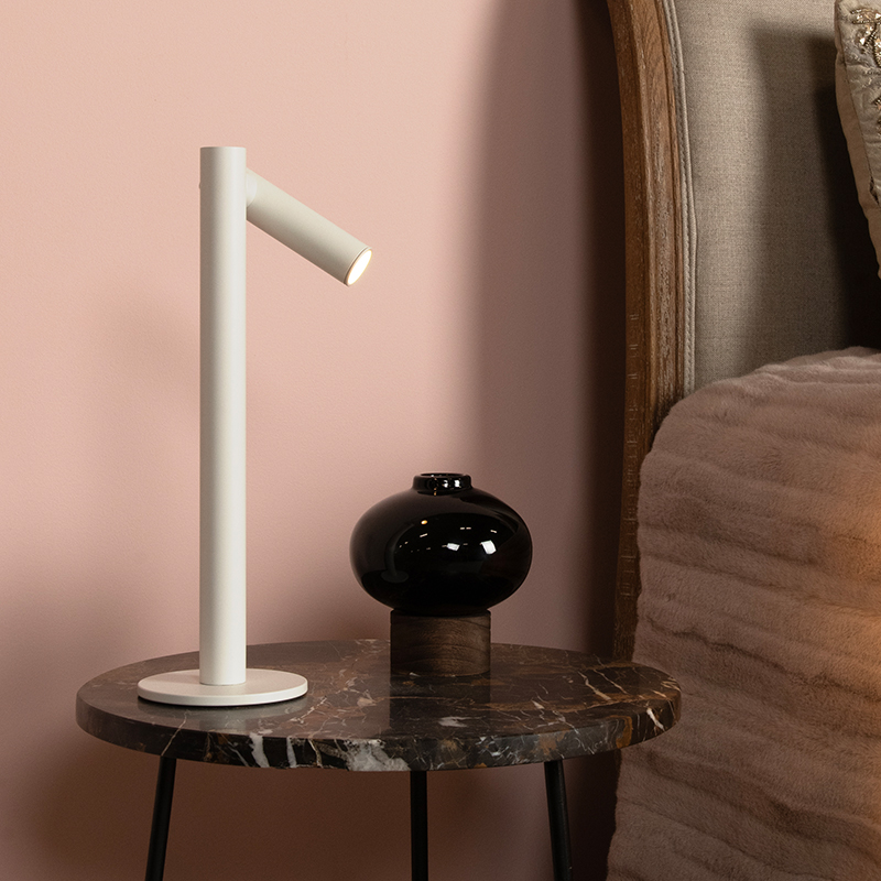 Witte oplaadbare tafellamp modern, Antrim, 2,2W, 2700K LED, IP54, met touchdimmer