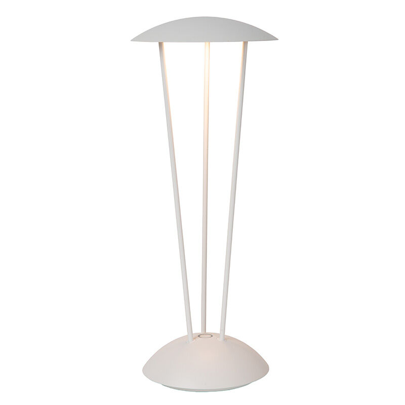 Witte oplaadbare buiten tafellamp modern, Renee, 2,2W, 2700K LED, IP54, met touchdimmer