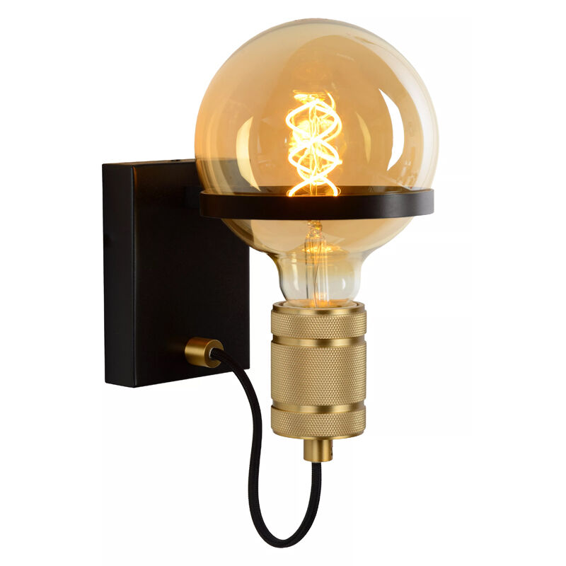 Zwarte wandlamp Ottelien, staal