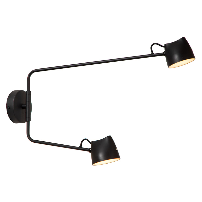 Zwarte oplaadbare wandlamp landelijk, Milne, 6W, 2700K LED, met touchdimmer