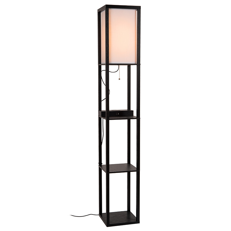 Zwarte vloerlamp modern, Menno, met trekschakelaar